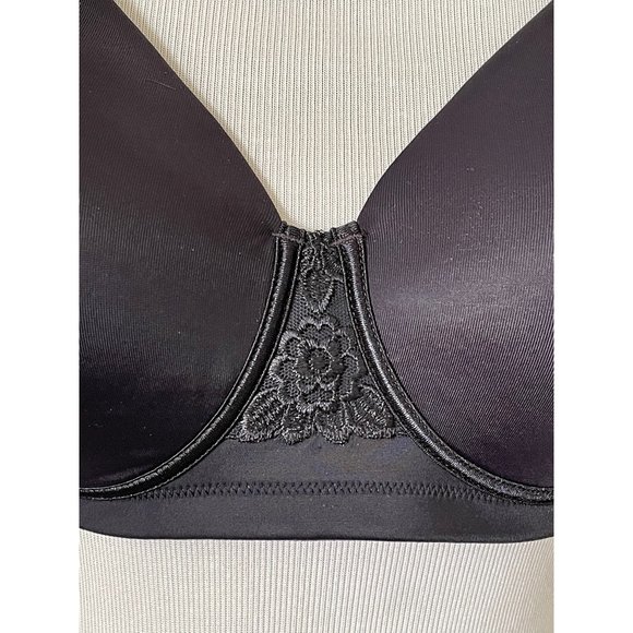 Vanity Fair Black Lace Middle Wire Free Full Coverage Bra - 38C - Picture 2 of 11